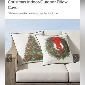 Frontgate Indoor/Outdoor Christmas Wreath Pillow Cover